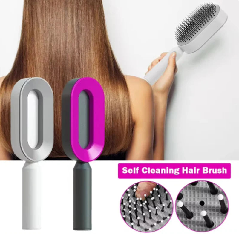 Self-Cleaning Air Cushion Massage Comb – Detangling & Scalp Care