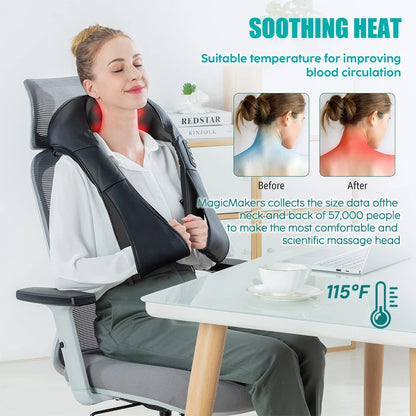 Heated Neck & Shoulder Massager – Deep Kneading Electric Pillow