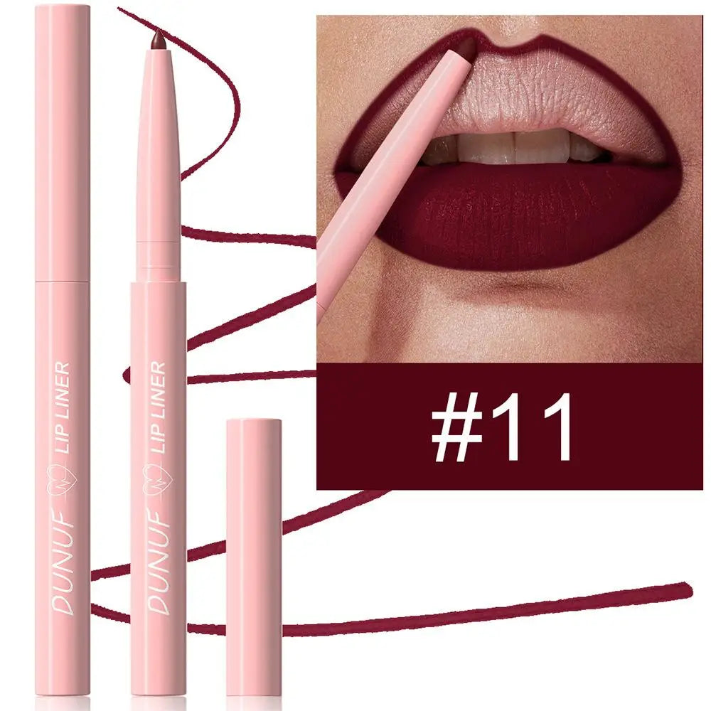 12-Color Lip Liner Set – Velvet Matte, Waterproof & Moisturizing