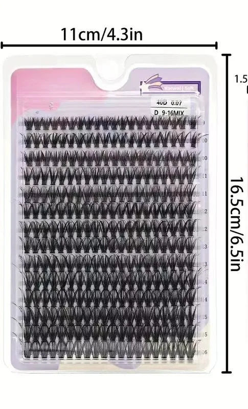 280Pcs 30D D Curl Mixed Cluster Lashes (9-16mm)