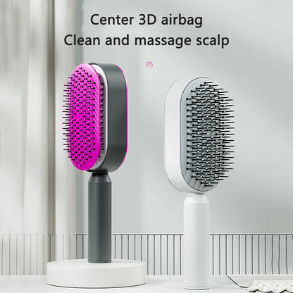 Self-Cleaning Detangling Hair Brush – Scalp Massage & Anti-Static