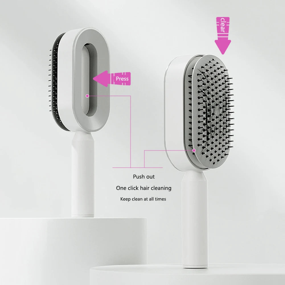 Self-Cleaning Detangling Hair Brush – Scalp Massage & Anti-Static