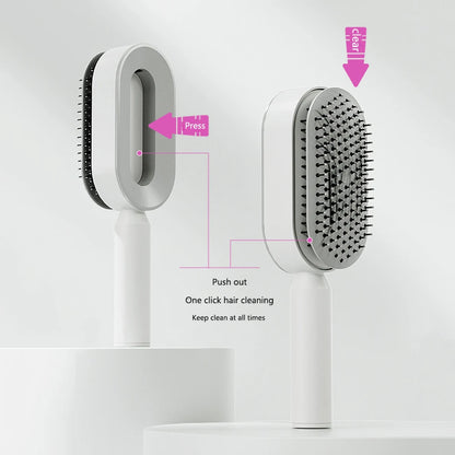 Self-Cleaning Detangling Hair Brush – Scalp Massage & Anti-Static