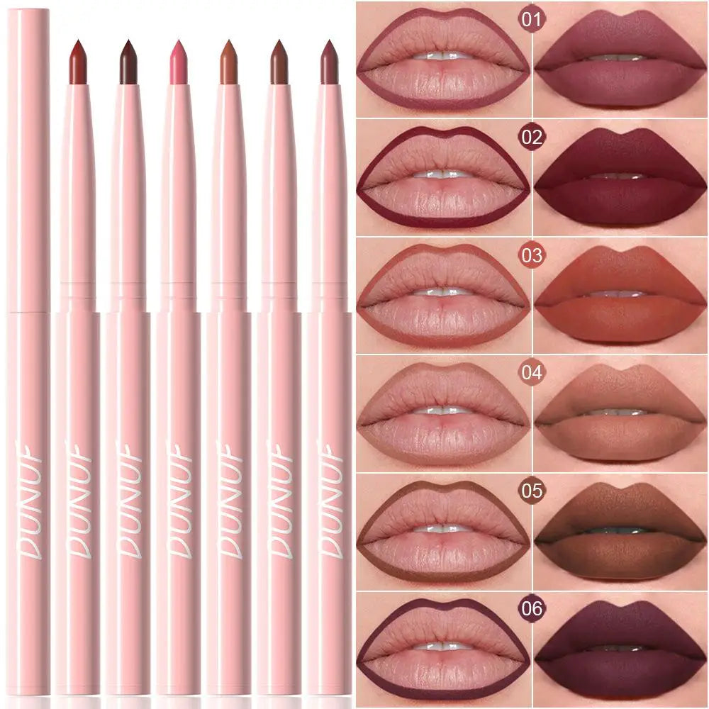 12-Color Lip Liner Set – Velvet Matte, Waterproof & Moisturizing