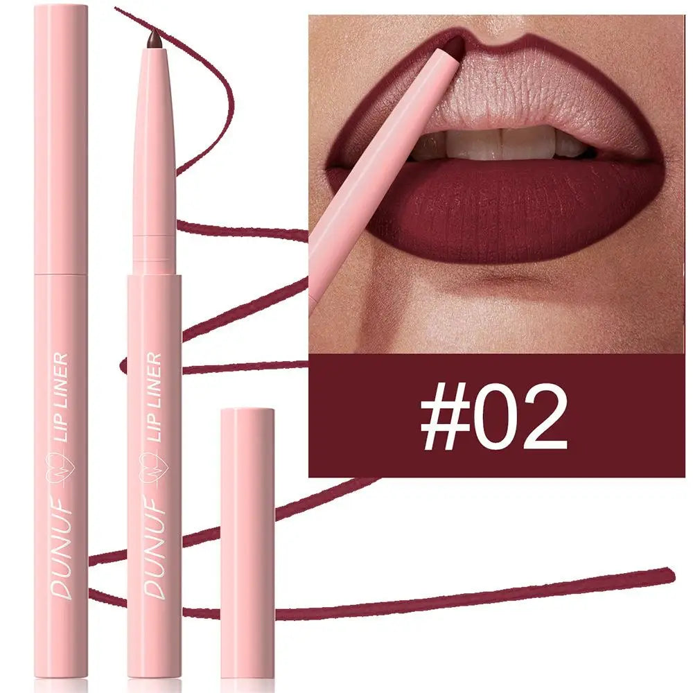 12-Color Lip Liner Set – Velvet Matte, Waterproof & Moisturizing