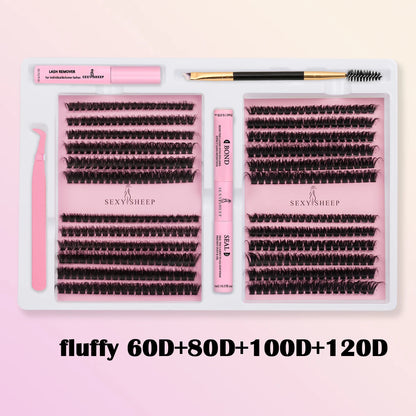 DIY Cluster Lash Extension Kit – Includes Glue, Remover & Tools