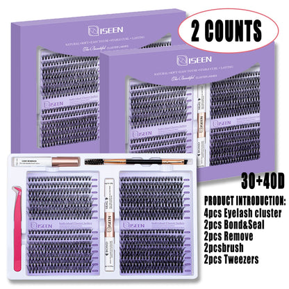 DIY Eyelash Extension Kit Cluster Mix Eyelashes Full Set Lashes Kit with Lash Bond & Seal and Eyelash Tweezers and Brush