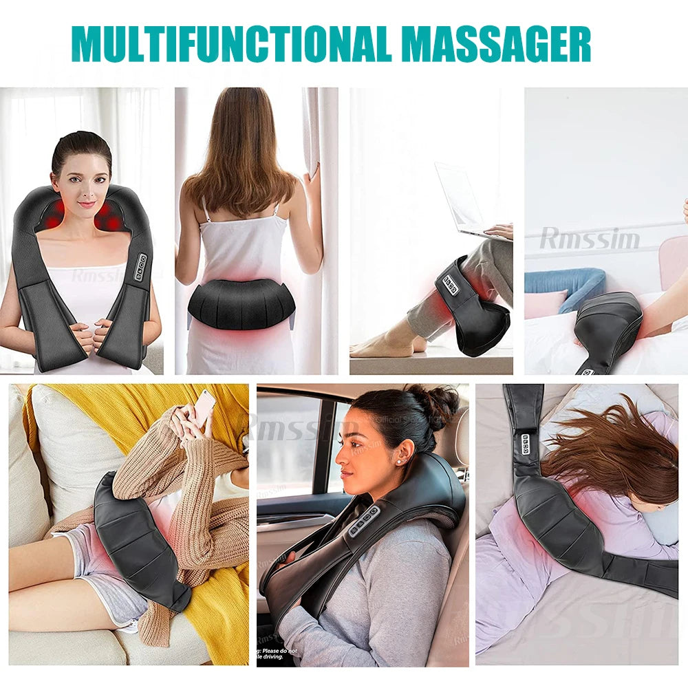 Heated Neck & Shoulder Massager – Deep Kneading Electric Pillow