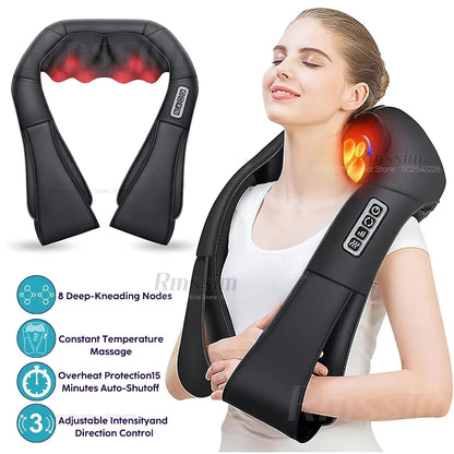 Heated Neck & Shoulder Massager – Deep Kneading Electric Pillow