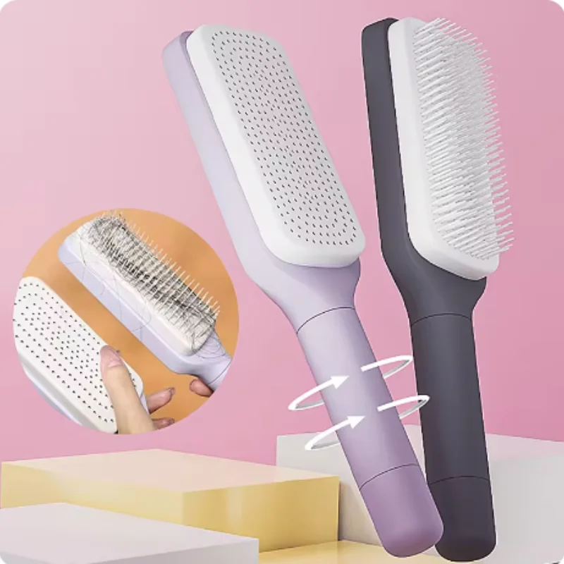 Self-Cleaning Scalp Massage Hairbrush – Anti-Static & Hair Loss Care