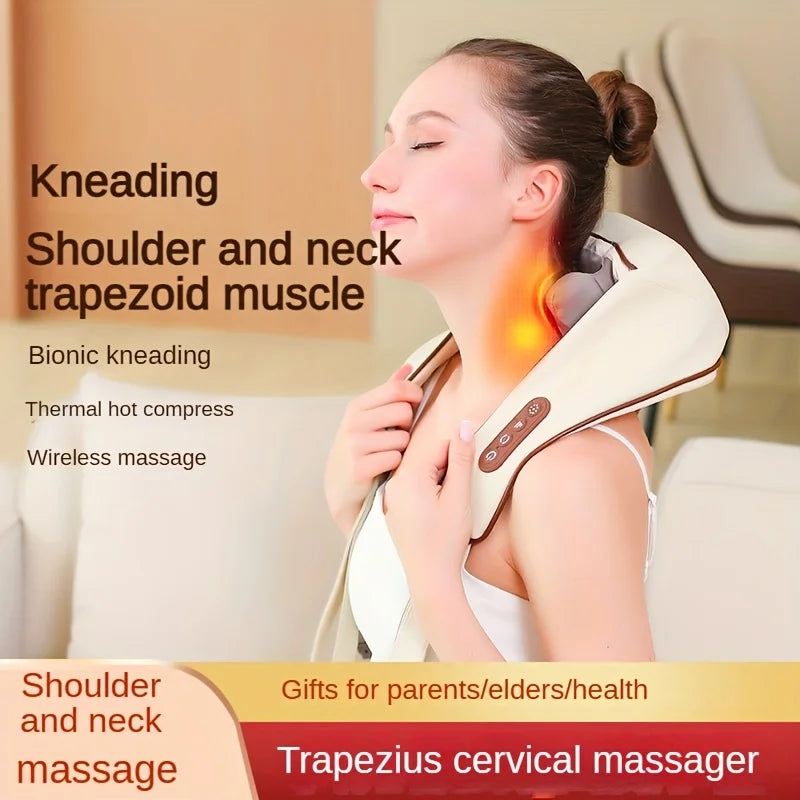 Heated Shiatsu Neck & Shoulder Massager – Deep Kneading Therapy