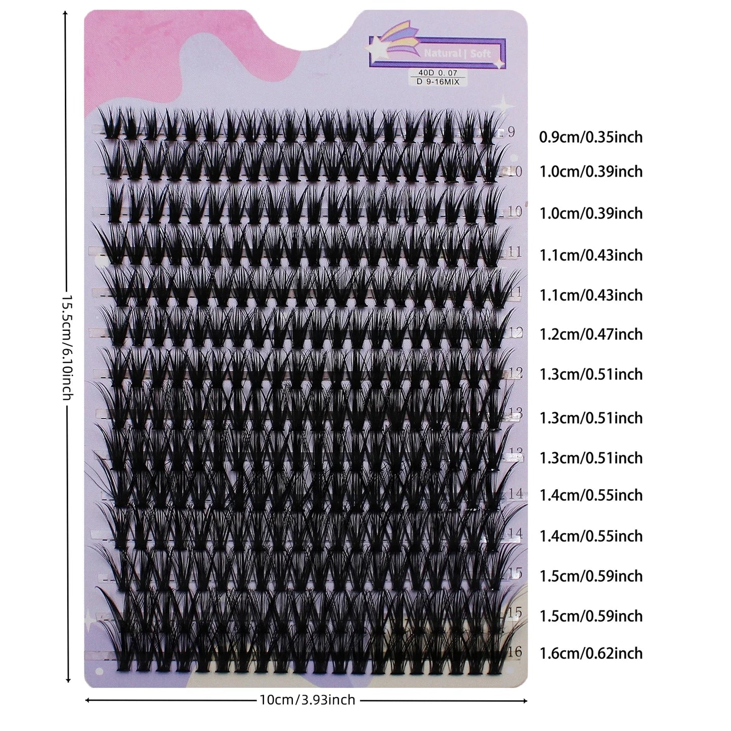 14 Rows 280 Clusters | 40D Mix 9-16mm 3D Volume Lash Extension