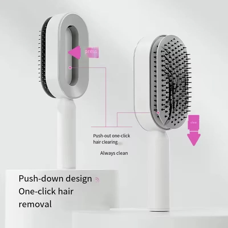 Self-Cleaning Air Cushion Massage Comb – Detangling & Scalp Care